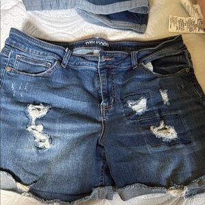 Maurices Classic Blue Ripped Jean Shorts